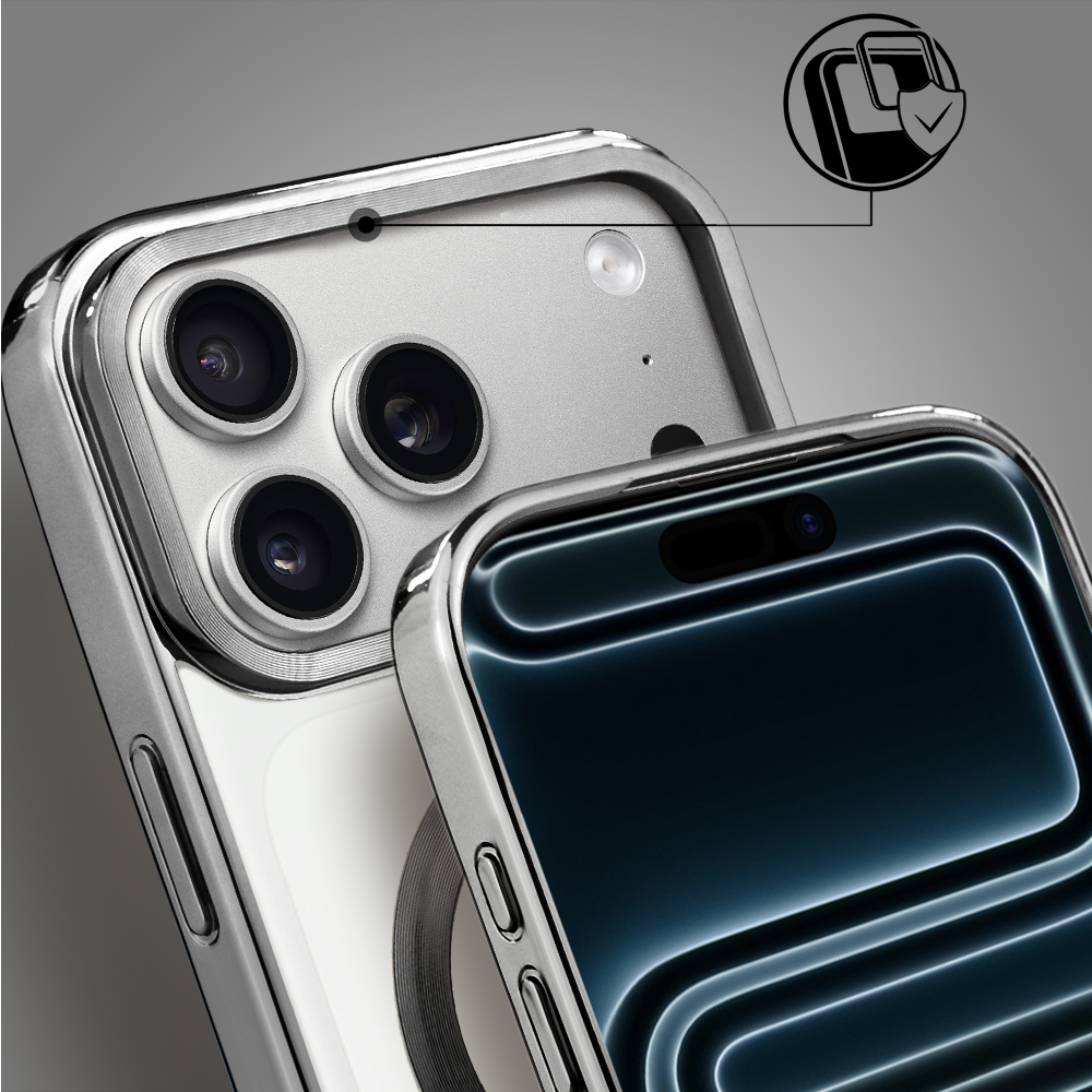 Etui do iPhone 17 Pro, MagSafe Luxury, przeźroczyste, tytanowe Obszar kompozycji 5