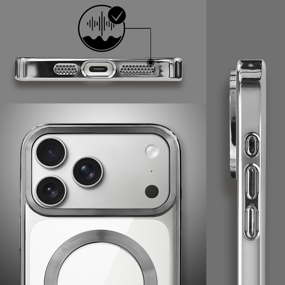 Etui do iPhone 17 Pro, MagSafe Luxury, przeźroczyste, tytanowe Obszar kompozycji 6