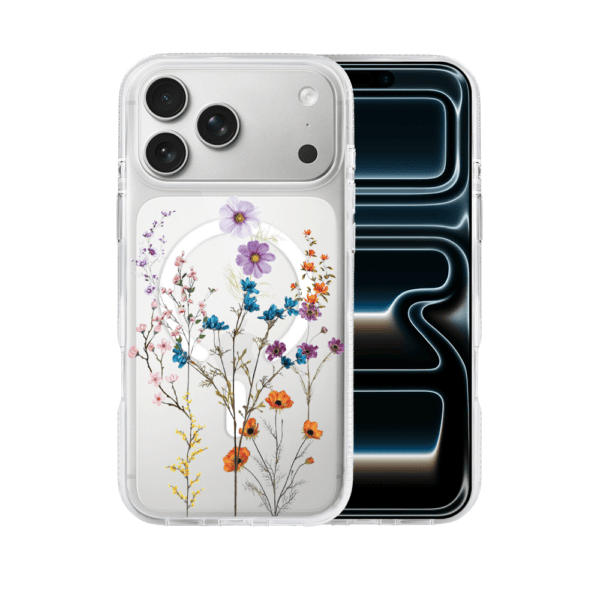 Etui do iPhone 17 Pro Max, Flower MagSafe, kwiaty różnokolorowe, przeźroczyste
