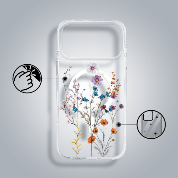 Etui do iPhone 17 Pro Max, Flower MagSafe, kwiaty różnokolorowe, przeźroczyste (2)