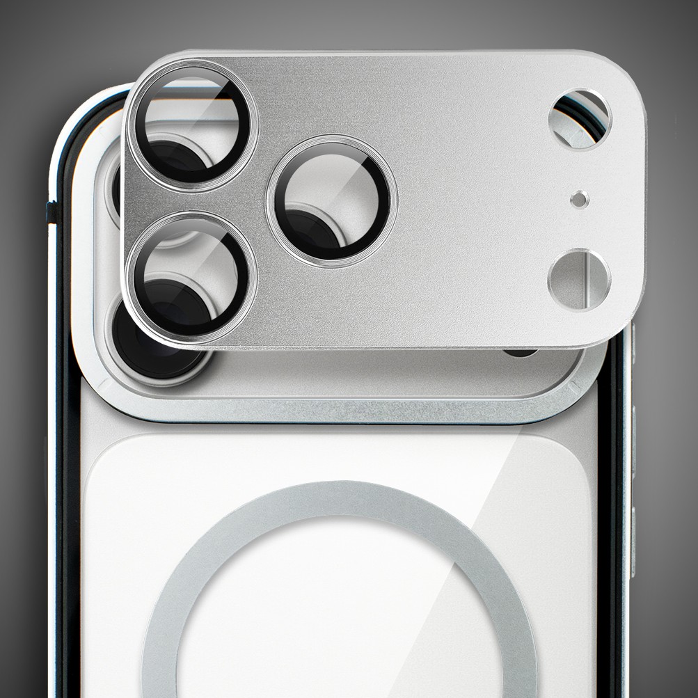 Etui do iPhone 17 Pro Max IBIZU Elite Skin z MagSafe, krystalicznie czyste z metalową ramką, srebrneObszar kompozycji 7