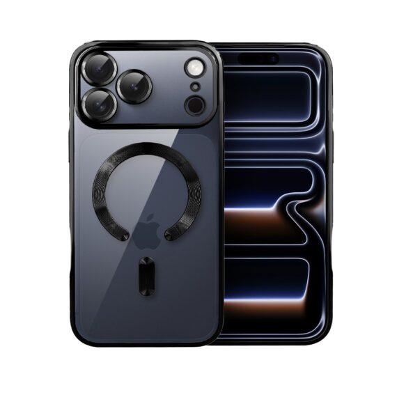 Etui do iPhone 17 Pro Max MagSafe Luxury Protect przeźroczyste, hybrydowa ochrona kamery, czarne Artboard 1