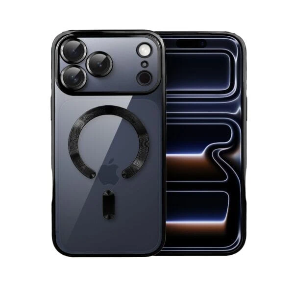 Etui do iPhone 17 Pro Max MagSafe Luxury Protect przeźroczyste, hybrydowa ochrona kamery, czarne
