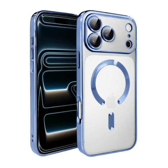 Etui do iPhone 17 Pro Max MagSafe Luxury Protect przeźroczyste, hybrydowa ochrona kamery, niebieskie 1 2