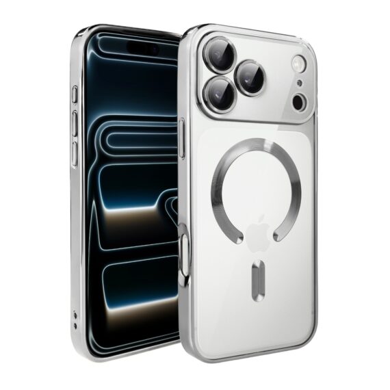 Etui do iPhone 17 Pro Max MagSafe Luxury Protect przeźroczyste, hybrydowa ochrona kamery, srebrneObszar kompozycji 1