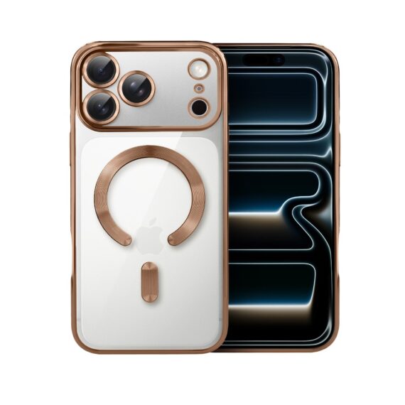 Etui do iPhone 17 Pro Max MagSafe Luxury Protect przeźroczyste, hybrydowa ochrona kamery, tytan pustynny 1 2