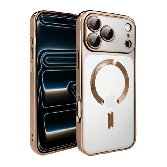 Etui do iPhone 17 Pro Max MagSafe Luxury Protect przeźroczyste, hybrydowa ochrona kamery, tytan pustynny 1