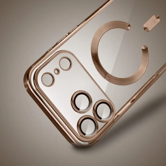 Etui do iPhone 17 Pro Max MagSafe Luxury Protect przeźroczyste, hybrydowa ochrona kamery, tytan pustynny 2 2
