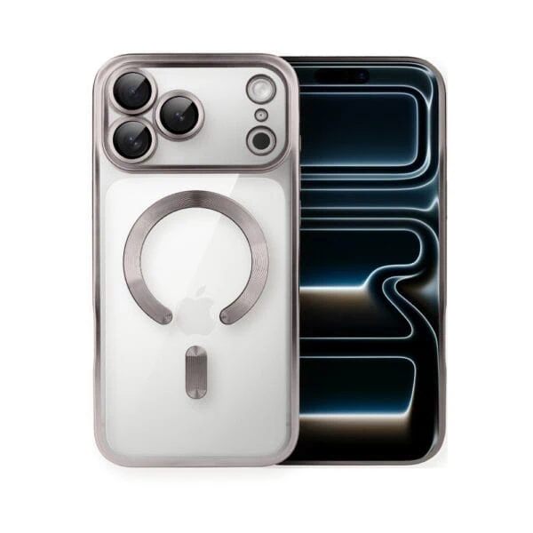 Etui do iPhone 17 Pro MagSafe Luxury Protect przeźroczyste, z osłoną aparatu, Titanium Finish, naturalnie tytanowe