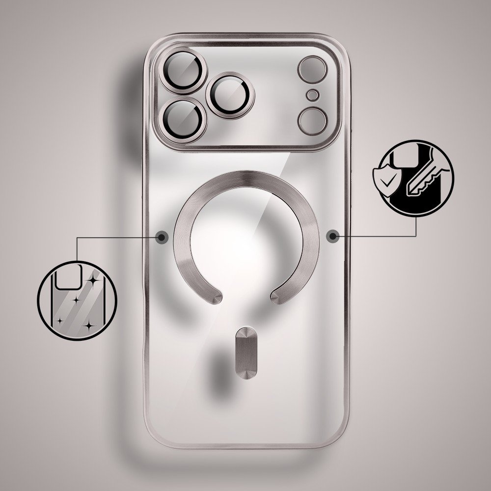 Etui do iPhone 17 Pro Max MagSafe Luxury Protect przeźroczyste, z osłoną aparatu, Titanium Finish, naturalnie tytanowe 2