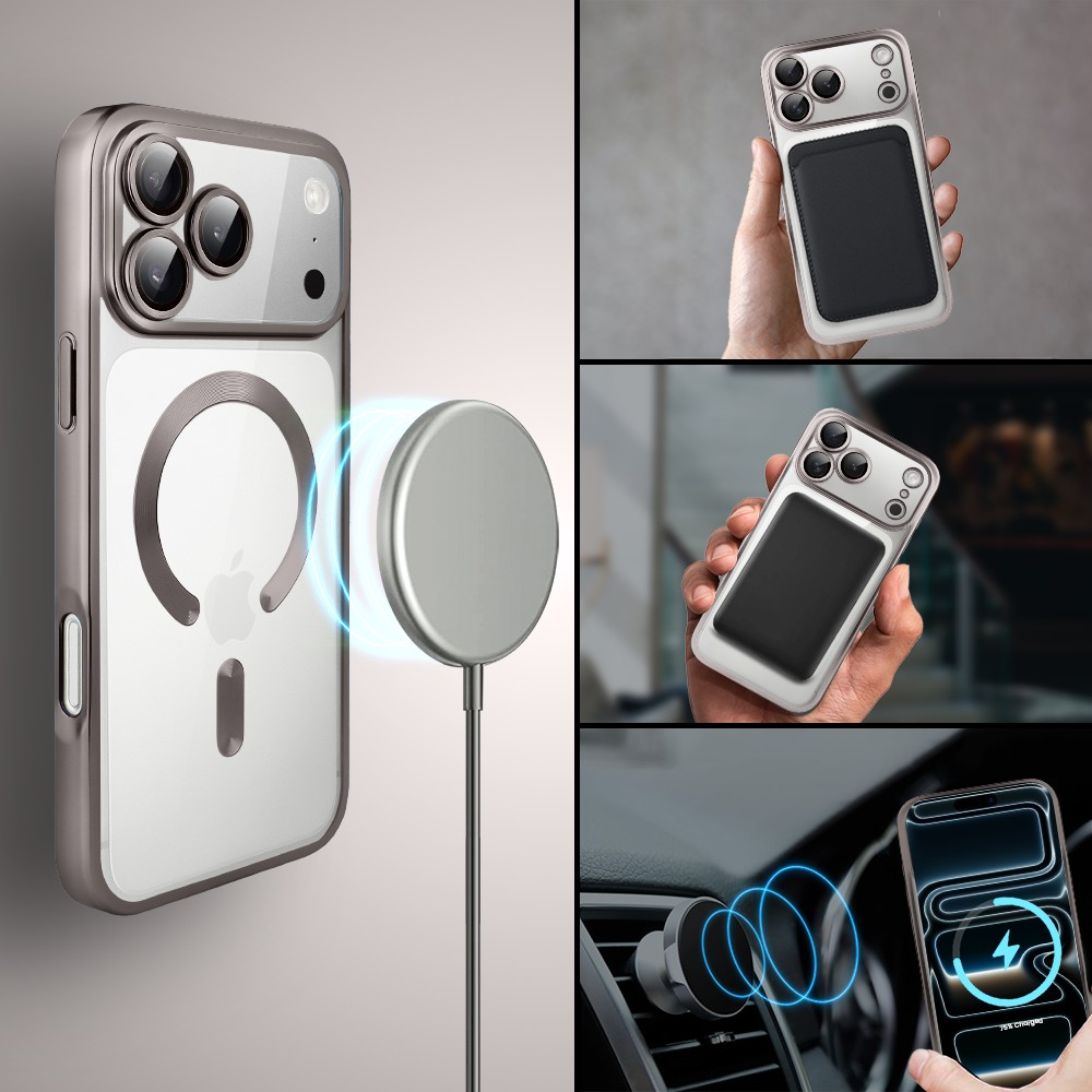 Etui do iPhone 17 Pro Max MagSafe Luxury Protect przeźroczyste, z osłoną aparatu, Titanium Finish, naturalnie tytanowe 3