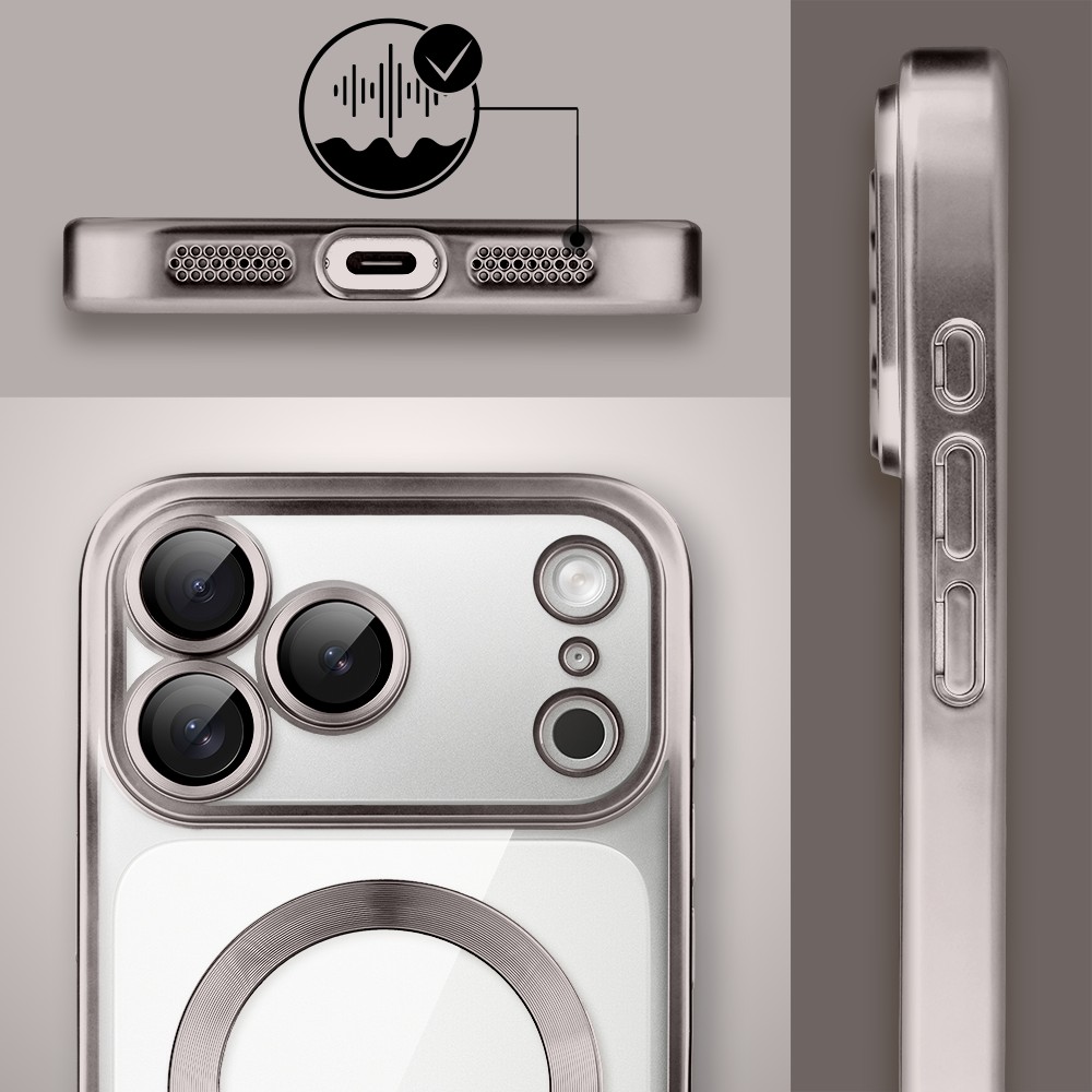Etui do iPhone 17 Pro Max MagSafe Luxury Protect przeźroczyste, z osłoną aparatu, Titanium Finish, naturalnie tytanowe 6