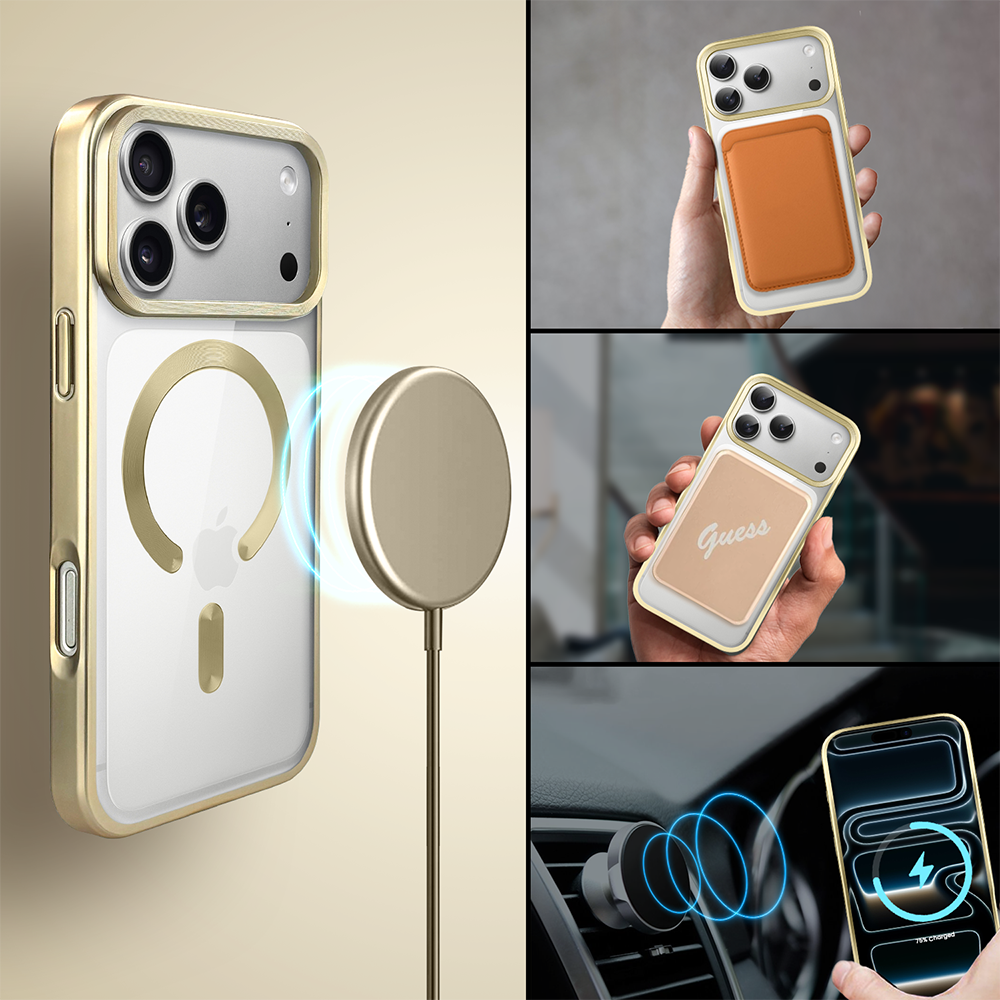 Etui do iPhone 17 Pro Max MagSafe Luxury Titanium Finish, przeźroczyste, złoteObszar kompozycji 3