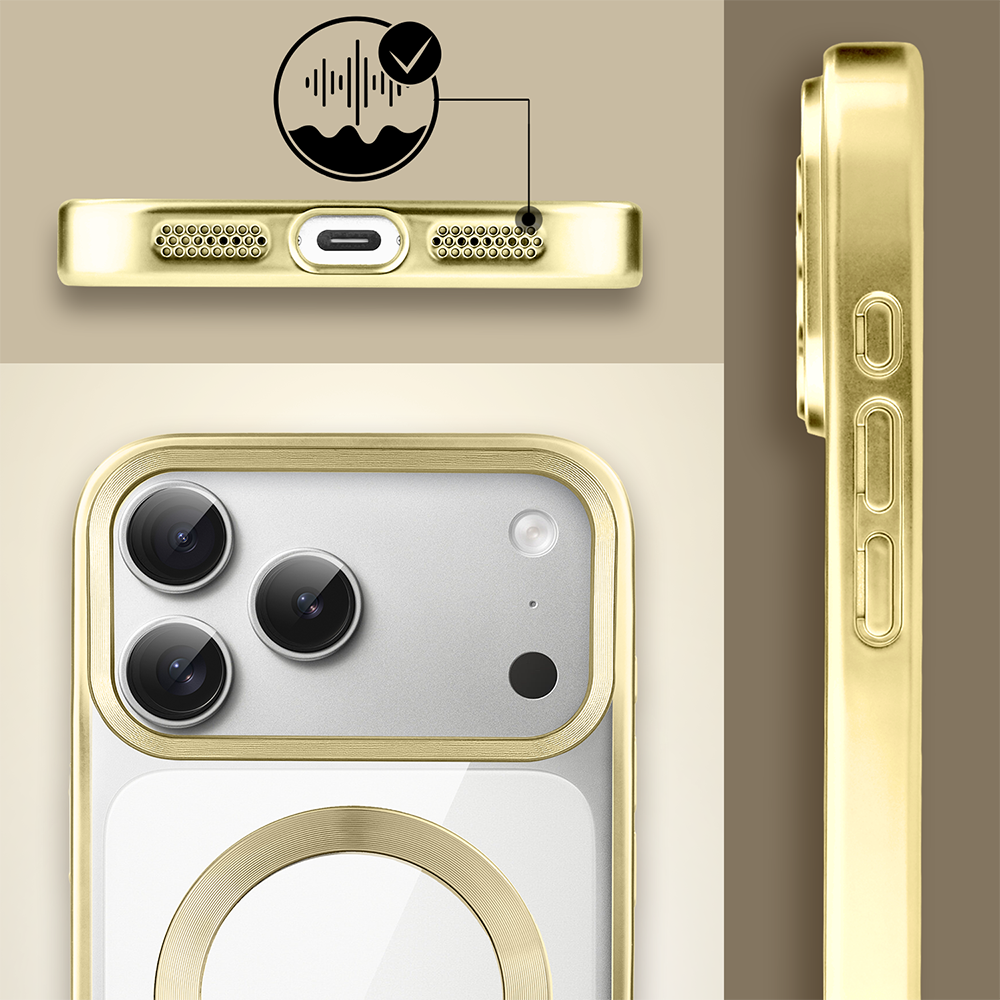 Etui do iPhone 17 Pro Max MagSafe Luxury Titanium Finish, przeźroczyste, złoteObszar kompozycji 6