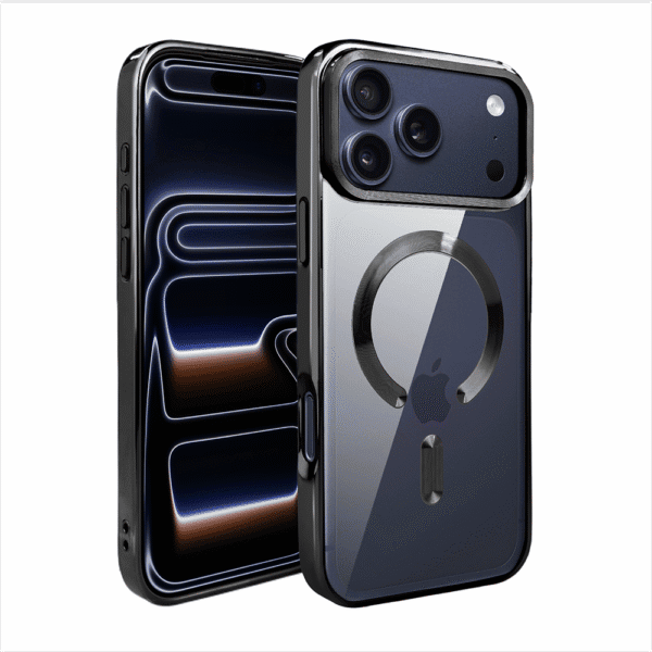 Etui do iPhone 17 Pro Max, MagSafe Luxury, przeźroczyste, czarne