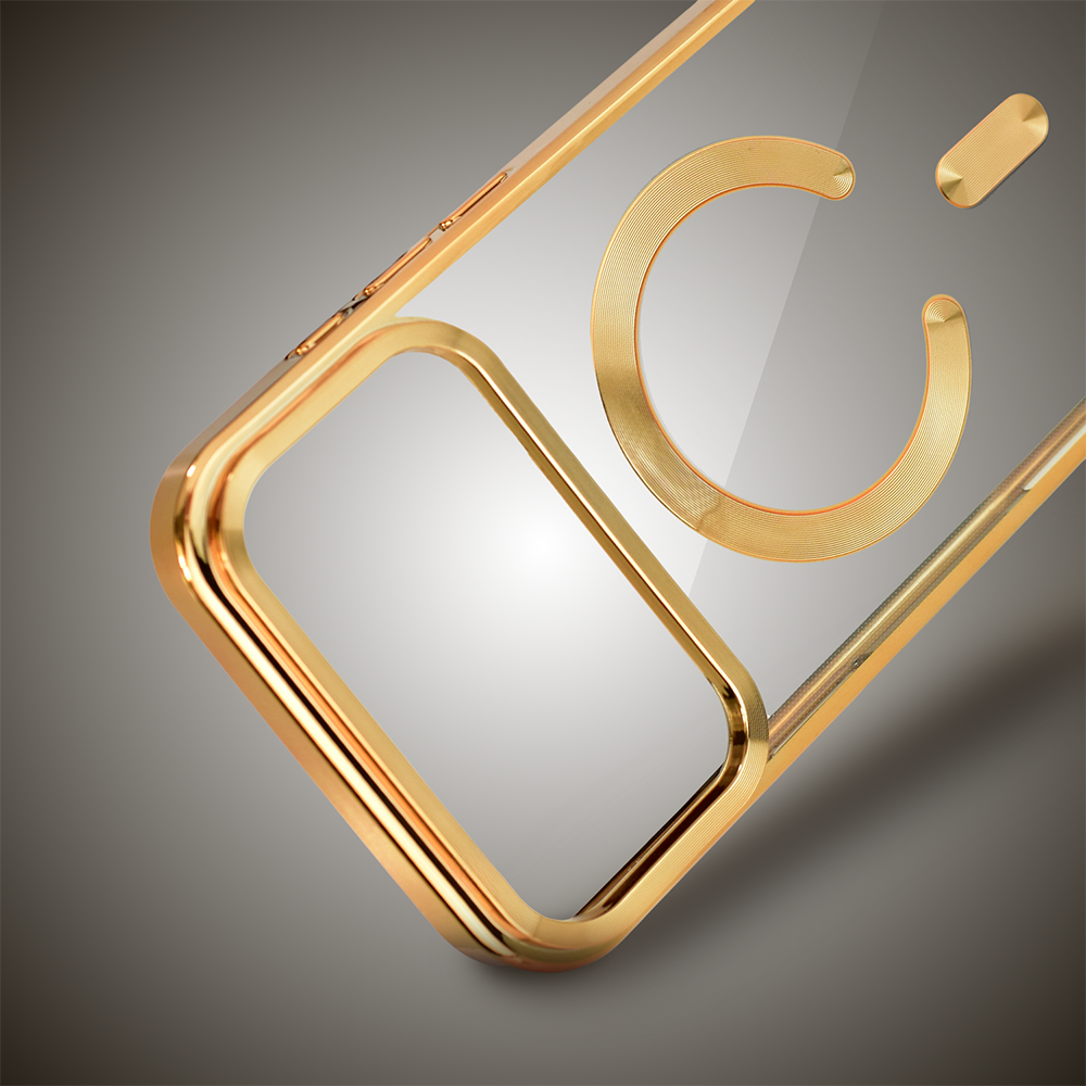 Etui do iPhone 17 Pro Max, MagSafe Luxury, przeźroczyste, złote (1)