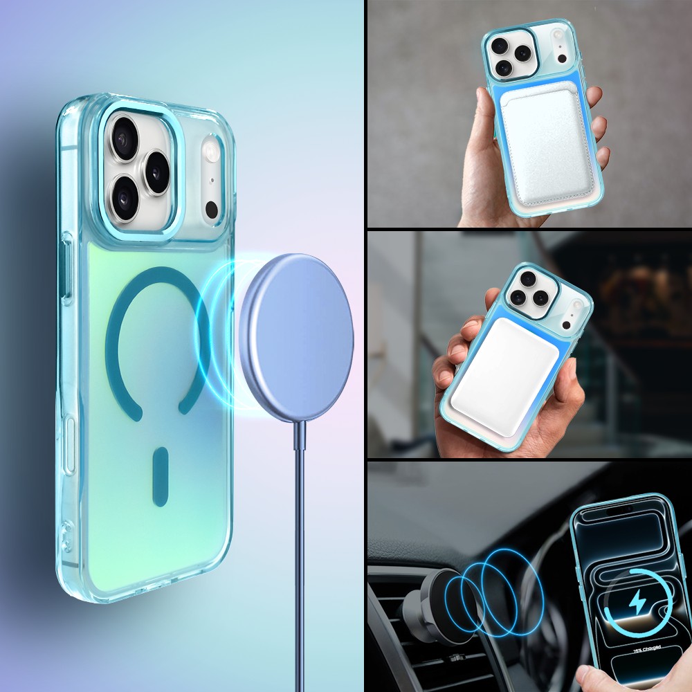 Etui do iPhone 17 Pro Max Miami Vibe z MagSafe, zmieniające kolor, niebieskie 3