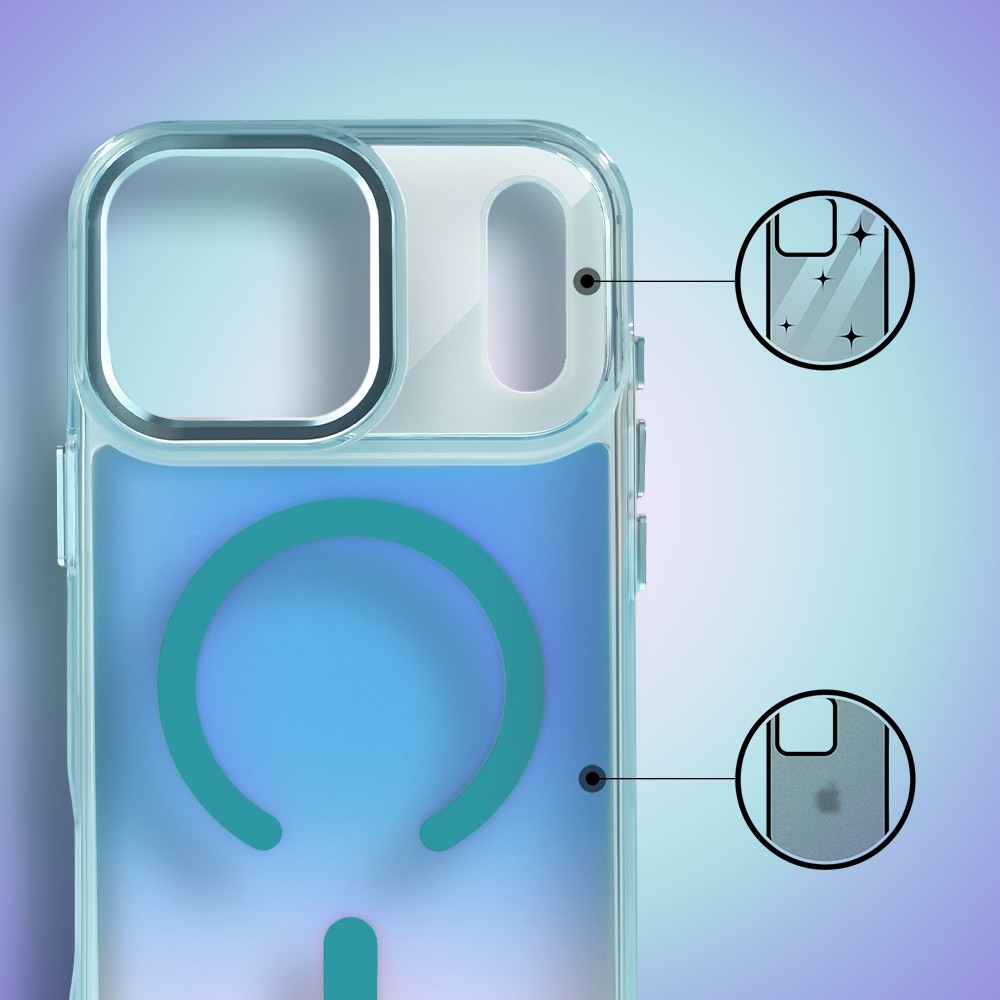 Etui do iPhone 17 Pro Max Miami Vibe z MagSafe, zmieniające kolor, niebieskieArtboard 2