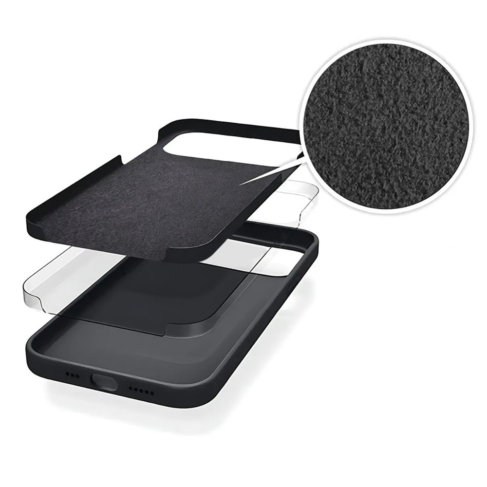 Etui do iPhone 17 Pro Soft Lux matowe z mikrofibrą, trójwarstwowa ochrona, czarne (2)