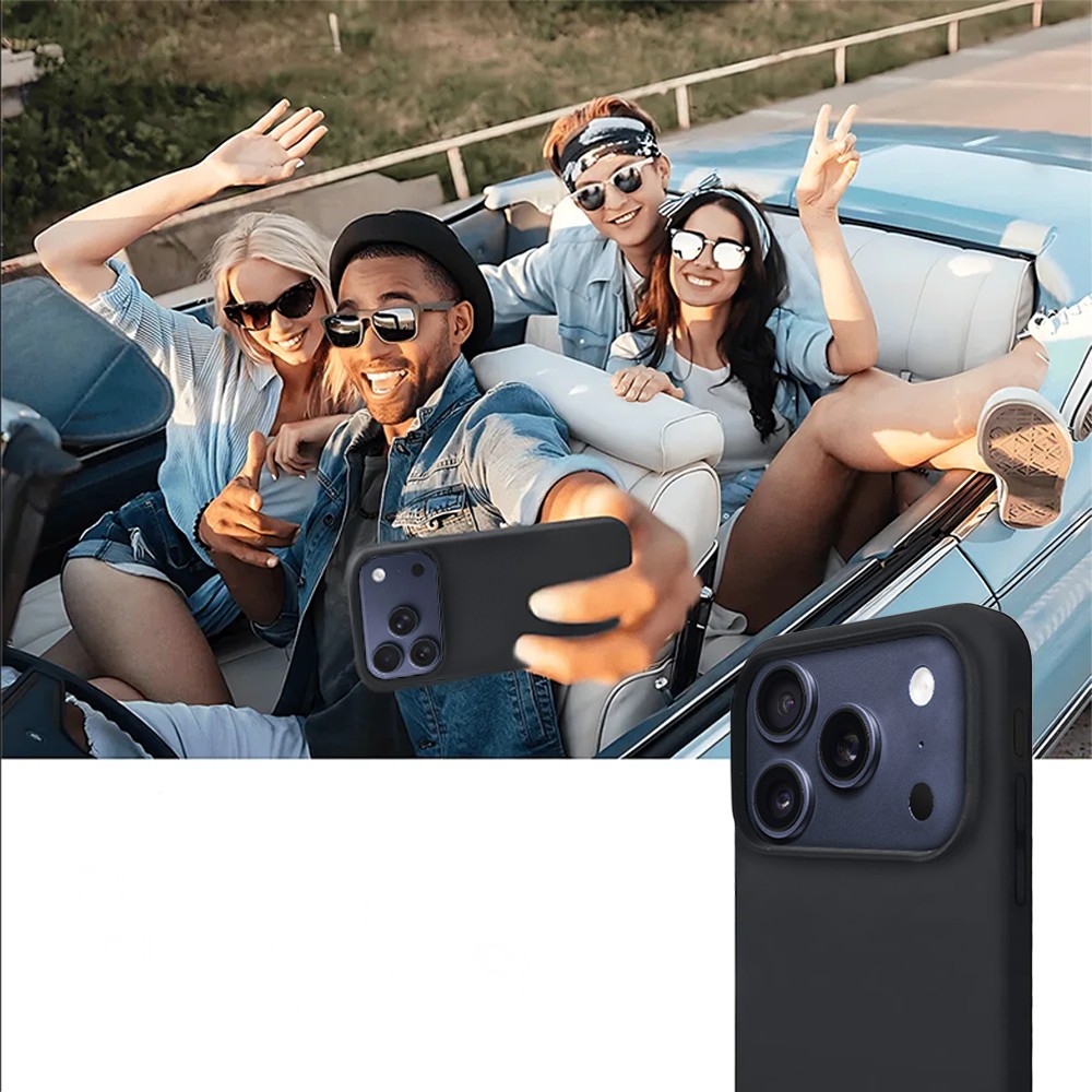 Etui do iPhone 17 Pro Soft Lux matowe z mikrofibrą, trójwarstwowa ochrona, czarne (3)