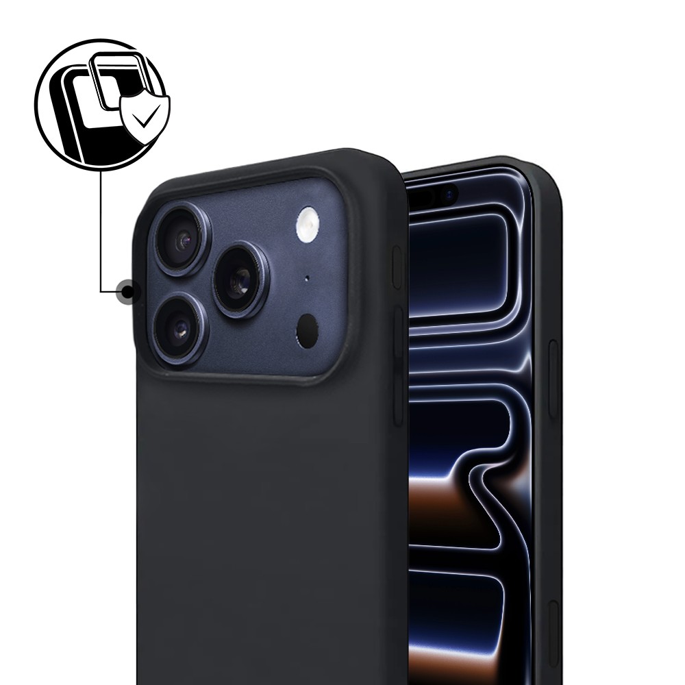 Etui do iPhone 17 Pro Soft Lux matowe z mikrofibrą, trójwarstwowa ochrona, czarne (5)