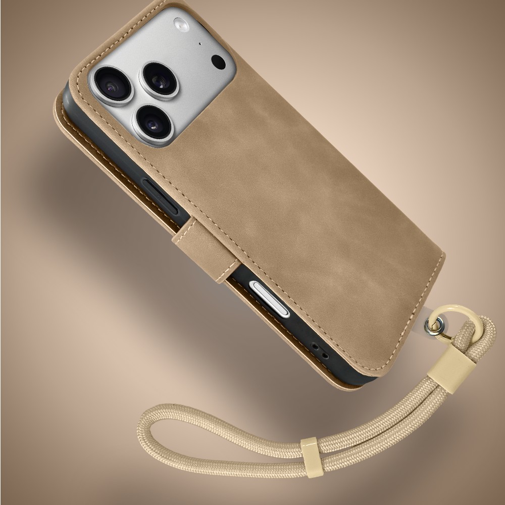 Etui do iPhone 17 Pro książkowe Velvet Touch, aksamitne, portfelowe z zamknięciem, beżoweObszar kompozycji 4