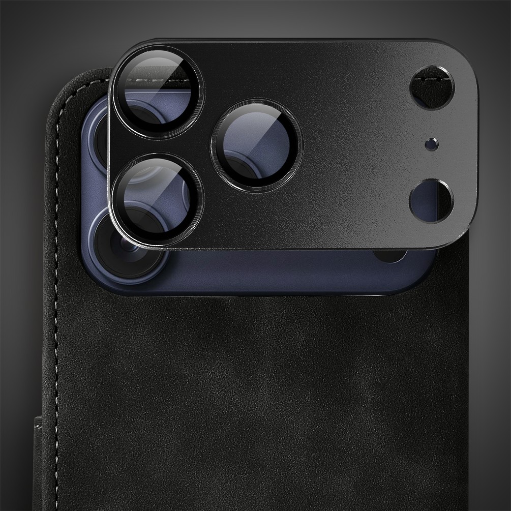 Etui do iPhone 17 Pro książkowe Velvet Touch, aksamitne, portfelowe z zamknięciem, czarne Obszar kompozycji 7