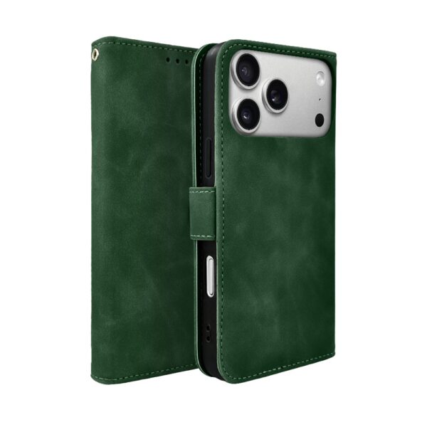 Etui do iPhone 17 Pro Max książkowe Velvet Touch, aksamitne, typu książka, z klapką, zamykane, zielone