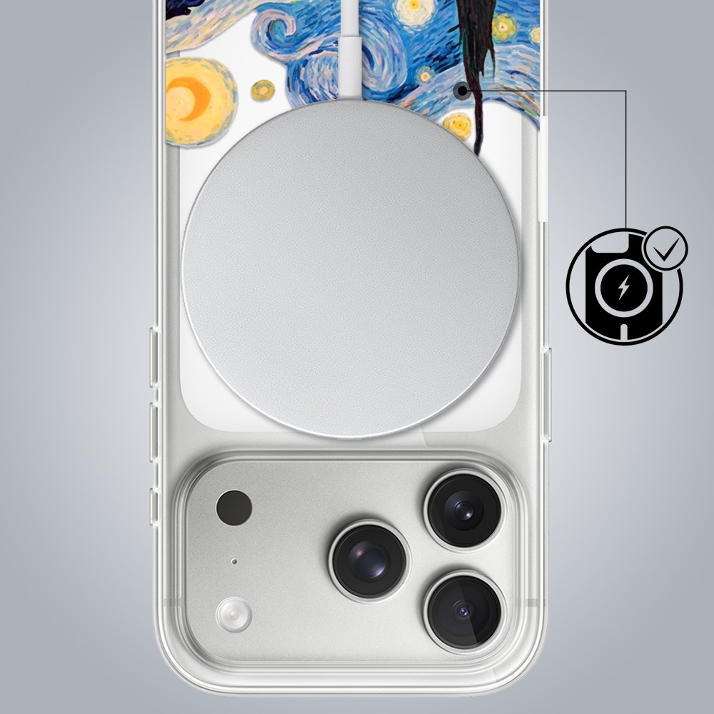 Etui do iPhone 17 Pro z MagSafe, obraz Van Gogh, przeźroczyste17 Pro i Pro Max-1