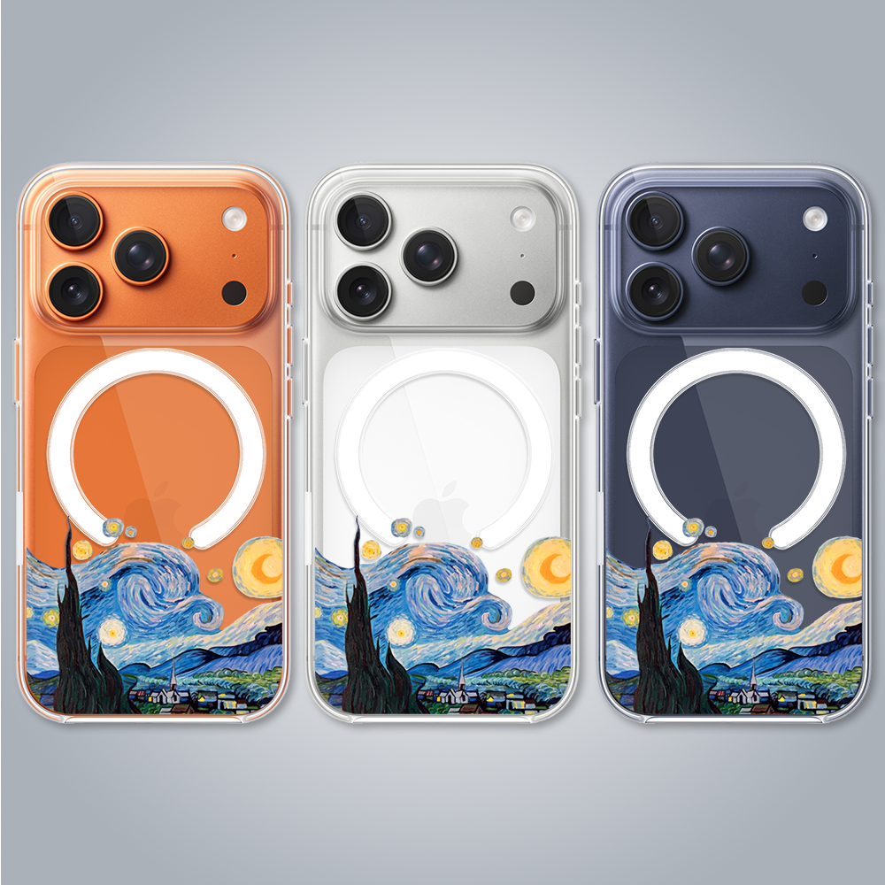 Etui do iPhone 17 Pro z MagSafe, obraz Van Gogh, przeźroczyste17 Pro i Pro Max-2