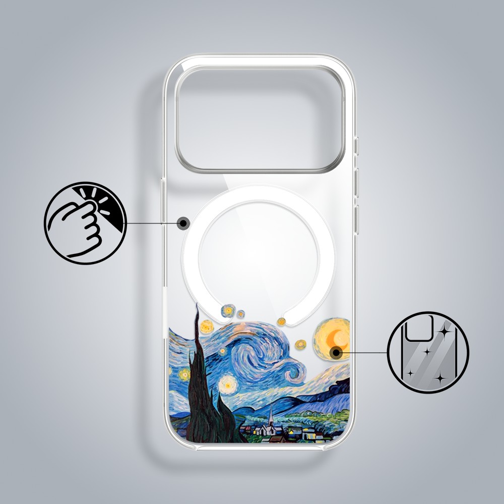 Etui do iPhone 17 Pro z MagSafe, obraz Van Gogh, przeźroczyste17 Pro i Pro Max-3