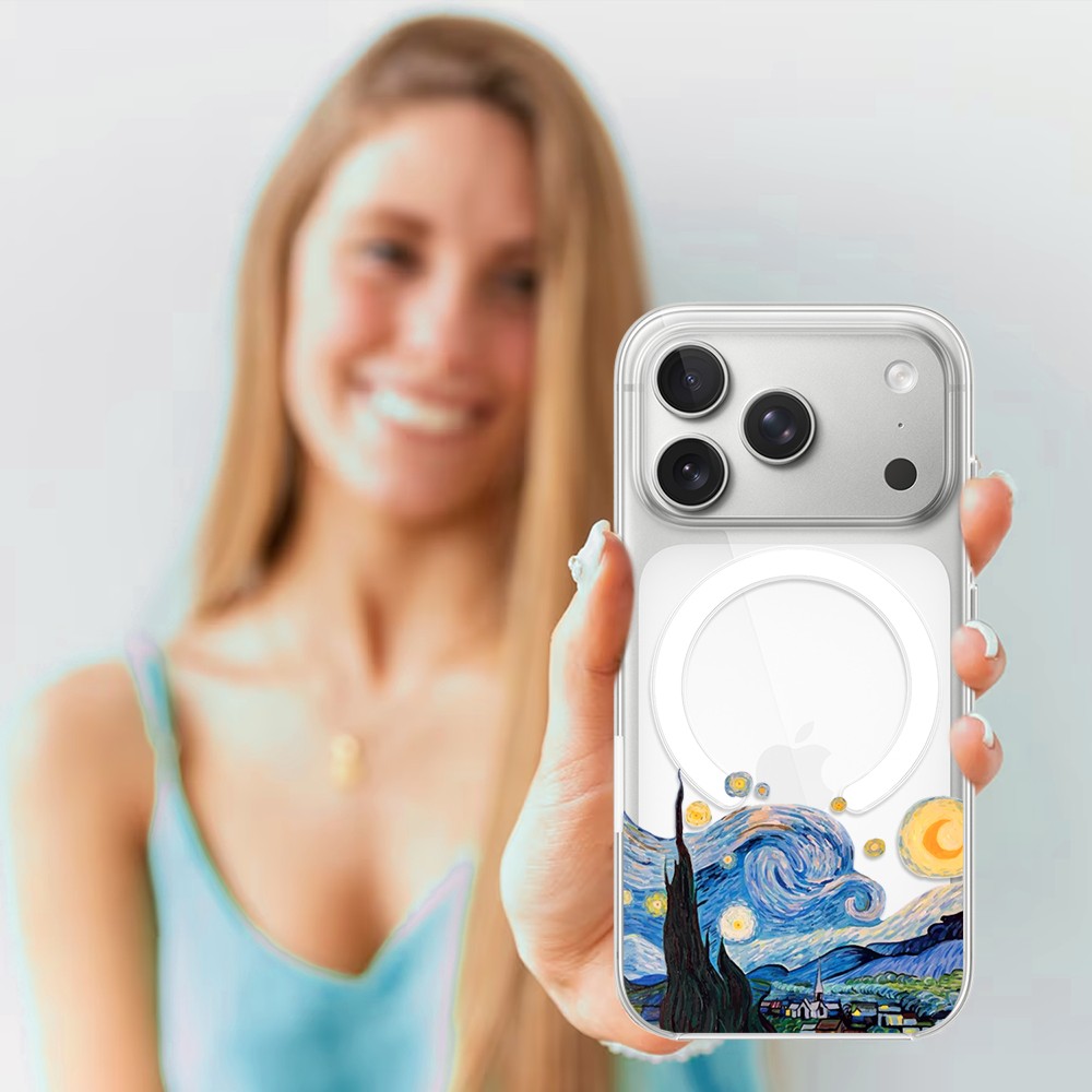 Etui do iPhone 17 Pro z MagSafe, obraz Van Gogh, przeźroczyste17 Pro i Pro Max