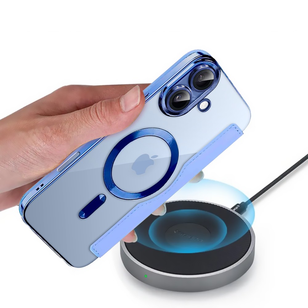 Etui do iPhone 17 typu książka Book Magsafe Lens Protect, z klapką, błękitne (4)