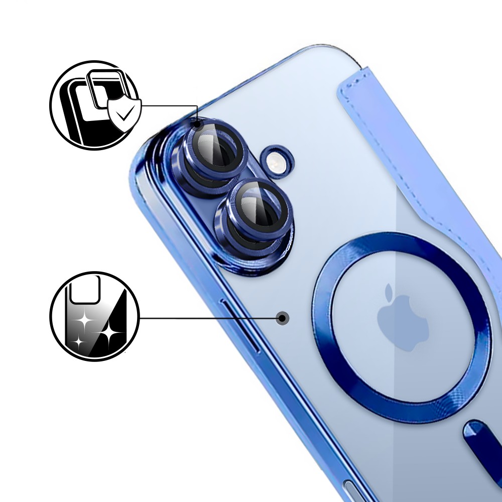 Etui do iPhone 17 typu książka Book Magsafe Lens Protect, z klapką, błękitne (5)