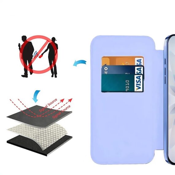 Etui do iPhone 17 typu książka Book Magsafe Lens Protect, z klapką, błękitne (7)