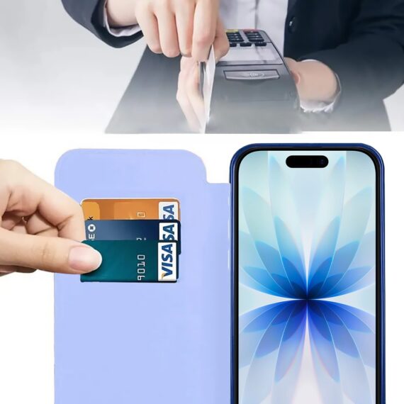 Etui do iPhone 17 typu książka Book Magsafe Lens Protect, z klapką, błękitne (8)