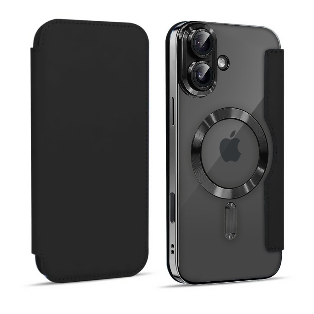 Etui do iPhone 17 typu książka Book Magsafe Lens Protect, z klapką, czarne (2)