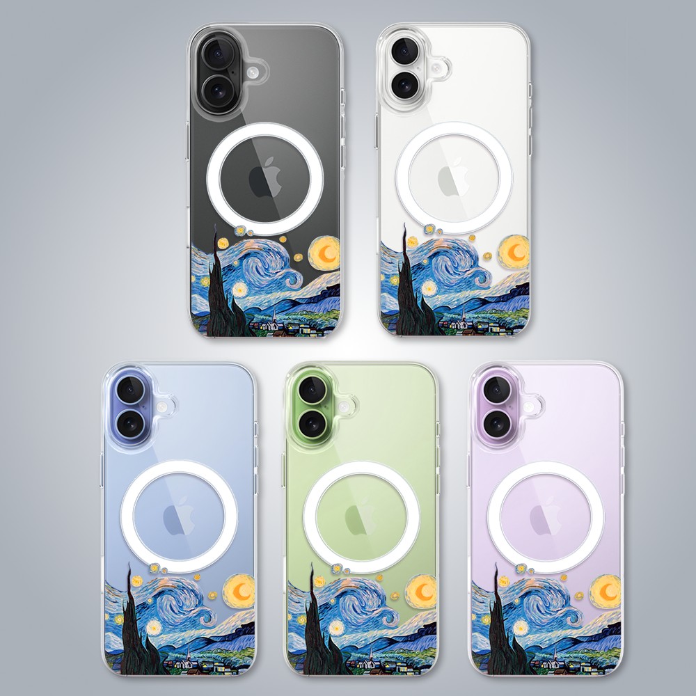 Etui do iPhone 17 z MagSafe, obraz Van Gogh, przeźroczyste 17-2