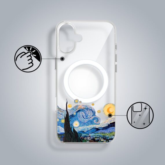 Etui do iPhone 17 z MagSafe, obraz Van Gogh, przeźroczyste 17-3