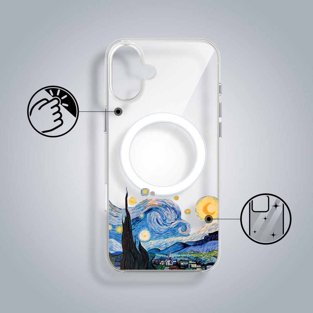 Etui do iPhone 17 z MagSafe, obraz Van Gogh, przeźroczyste 17-3