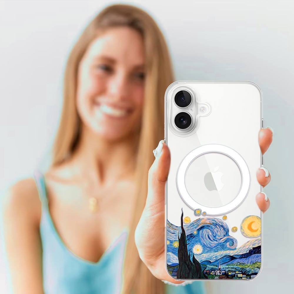 Etui do iPhone 17 z MagSafe, obraz Van Gogh, przeźroczyste 17