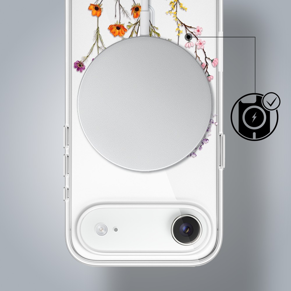 Etui do iPhone Air, Flower MagSafe, kwiaty różnokolorowe, przeźroczyste Air-1