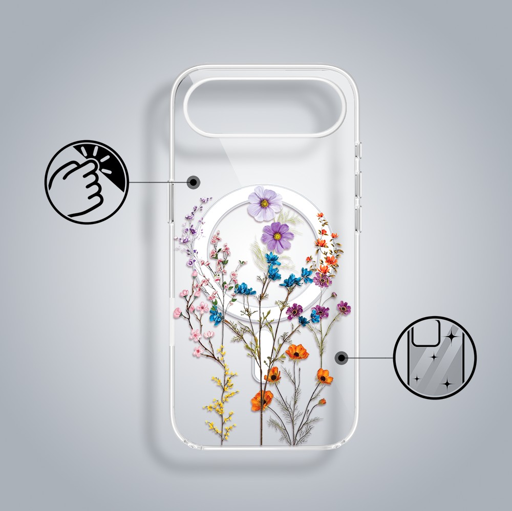 Etui do iPhone Air, Flower MagSafe, kwiaty różnokolorowe, przeźroczyste Air-3