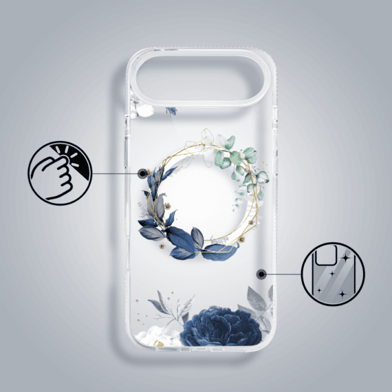 Etui-do-iPhone-Air-Flower-MagSafe-niebieskie-kwiaty-przezroczyste-1
