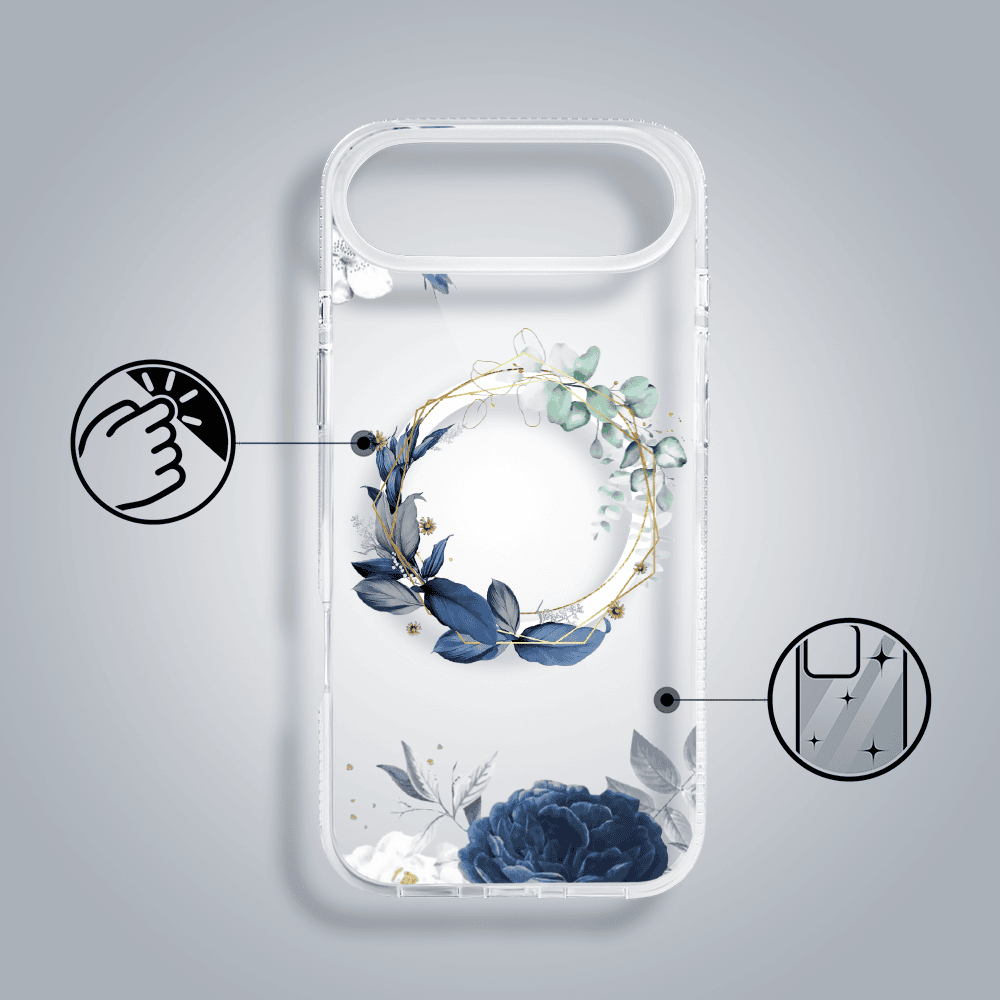 Etui-do-iPhone-Air-Flower-MagSafe-niebieskie-kwiaty-przezroczyste-1