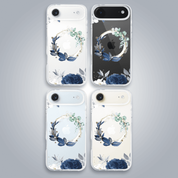 Etui-do-iPhone-Air-Flower-MagSafe-niebieskie-kwiaty-przezroczyste-2