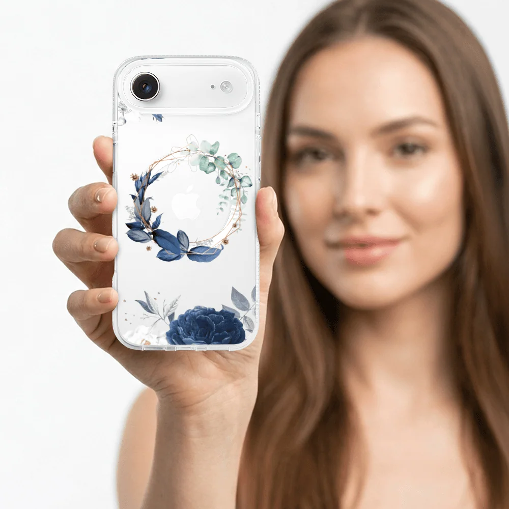 Etui-do-iPhone-Air-Flower-MagSafe-niebieskie-kwiaty-przezroczyste-4