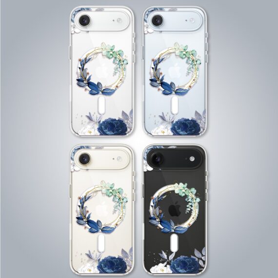 Etui do iPhone Air, Flower MagSafe, niebieskie kwiaty, przeźroczyste Air-2