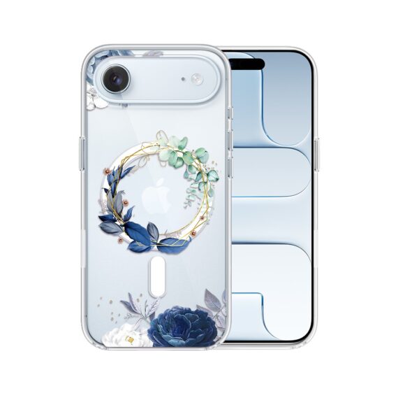 Etui do iPhone Air, Flower MagSafe, niebieskie kwiaty, przeźroczyste Air