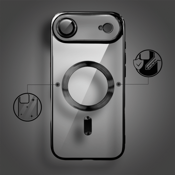 Etui do iPhone Air MagSafe Luxury Protect przeźroczyste, hybrydowa ochrona kamery, czarneObszar kompozycji 2